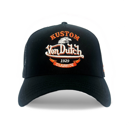 Black & Orange Kustom Classics Logo Trucker Hat