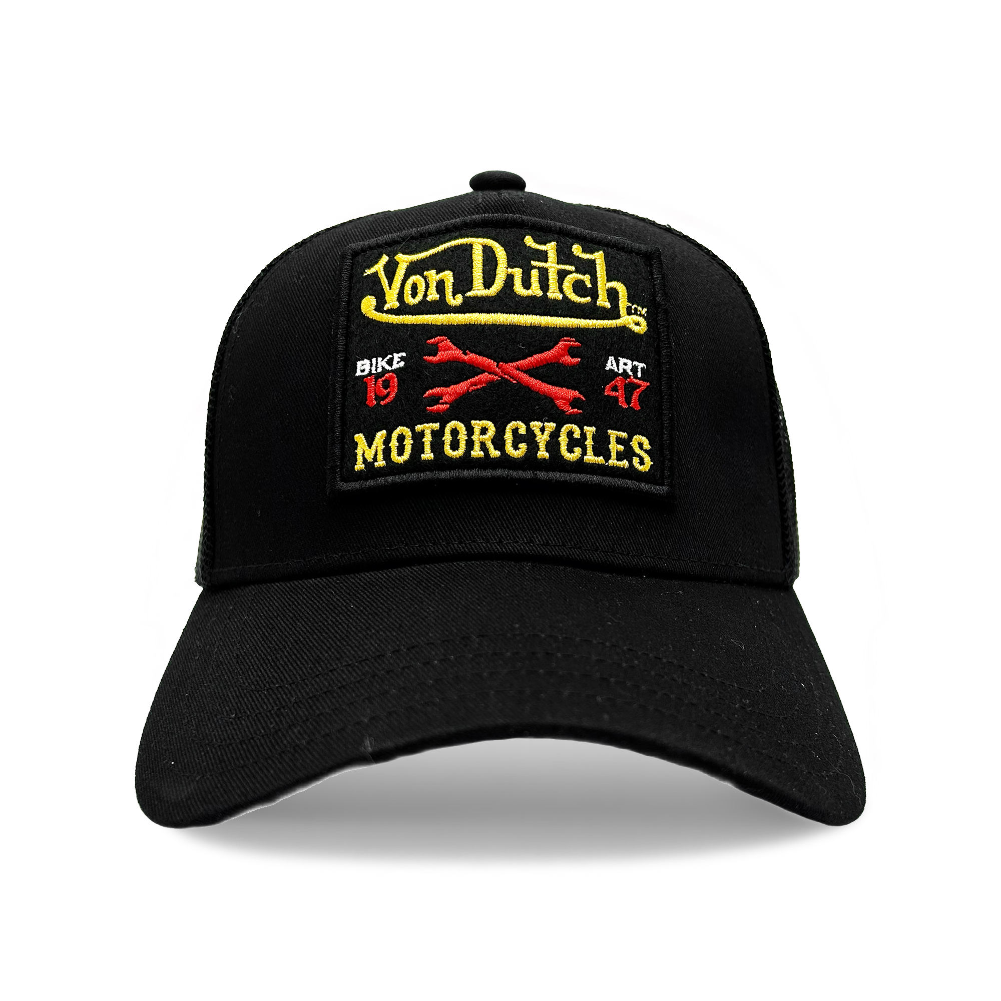 Von Dutch Black & Yellow Motorcyles Patch Trucker Hat