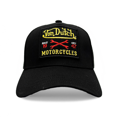 Black & Yellow Motorcyles Patch Trucker Hat