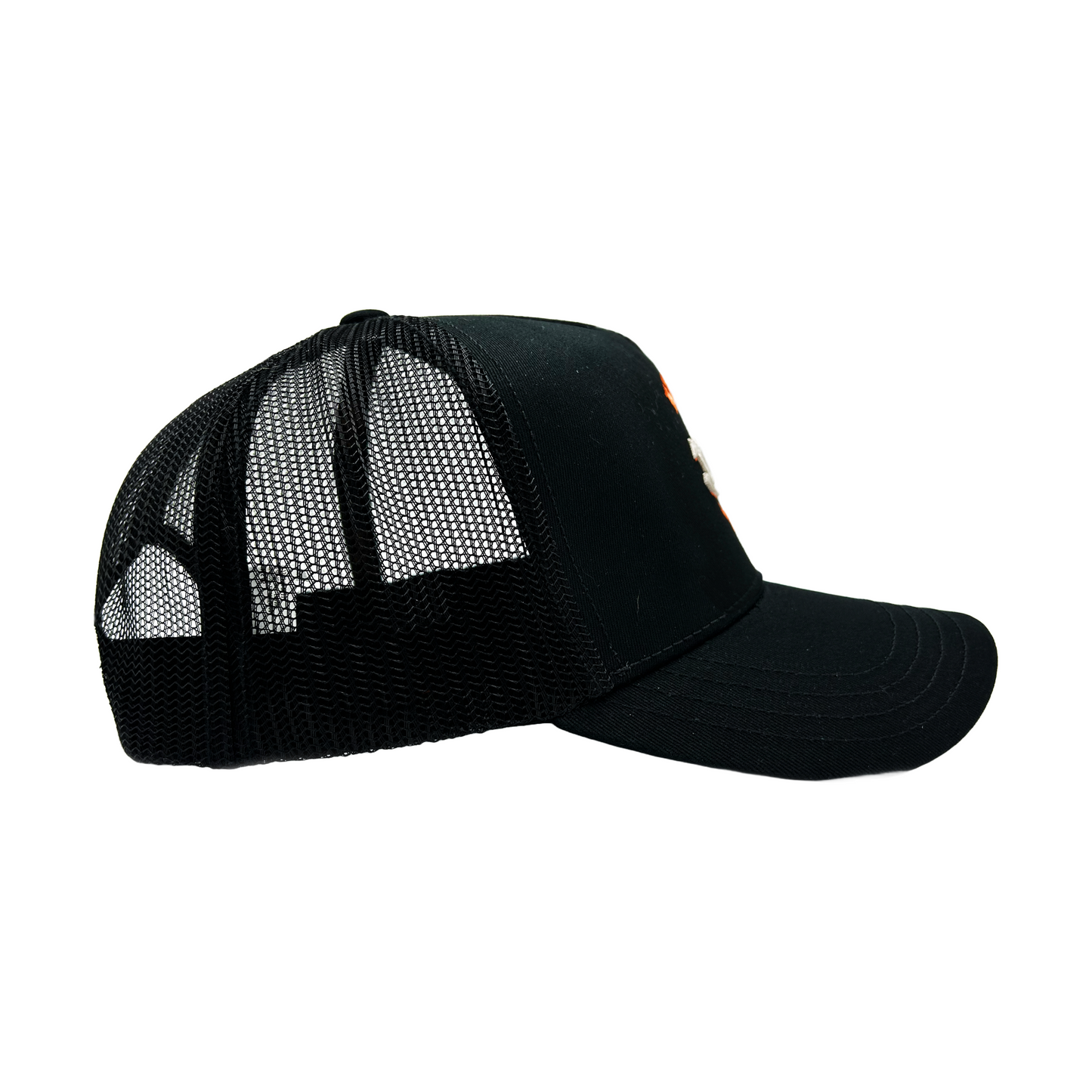 Black and Orange Kustom Classics Logo Trucker Hat