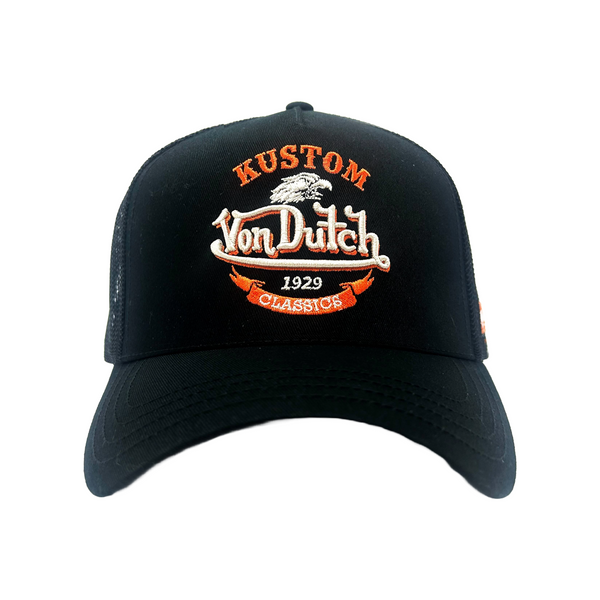 Black and Orange Kustom Classics Logo Trucker – Von Dutch