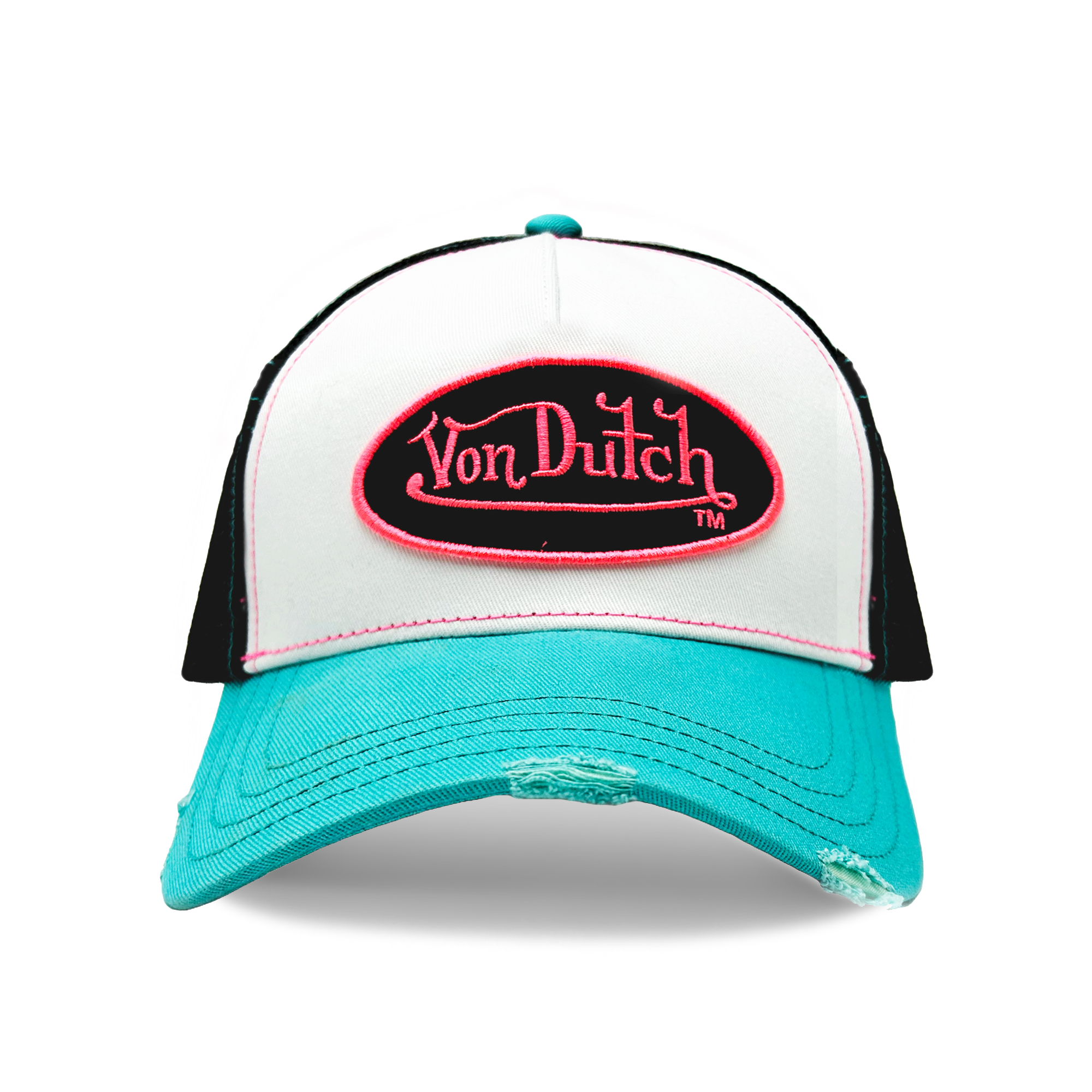 Von Dutch Blue & Pink Classic Distressed Trucker Hat