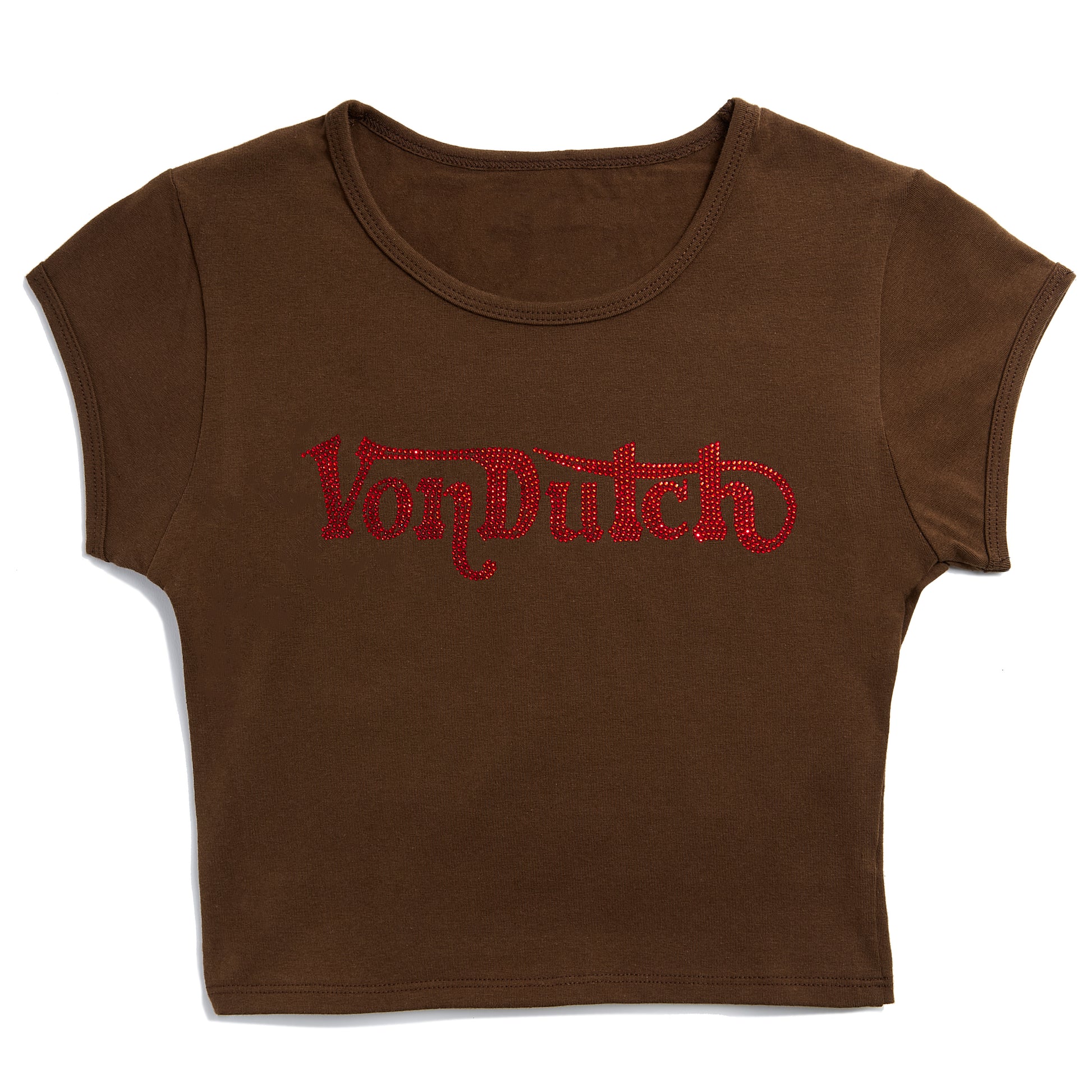 Brown and Red Ranch Logo Rhinestone Baby Tee