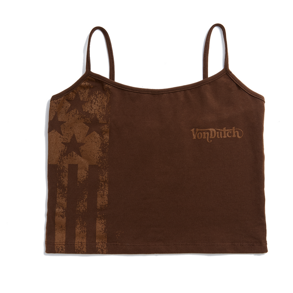 Brown Racing Spaghetti Top