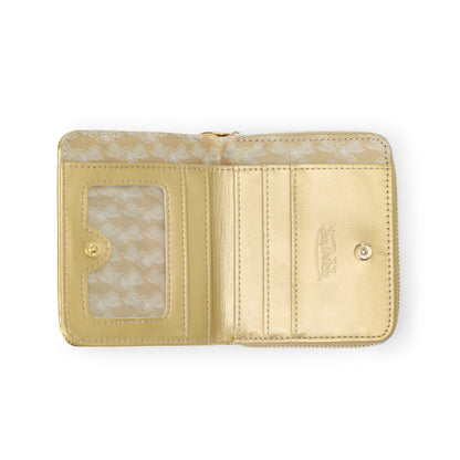 Dotted Monogram Zip-Up Wallet - GOLD