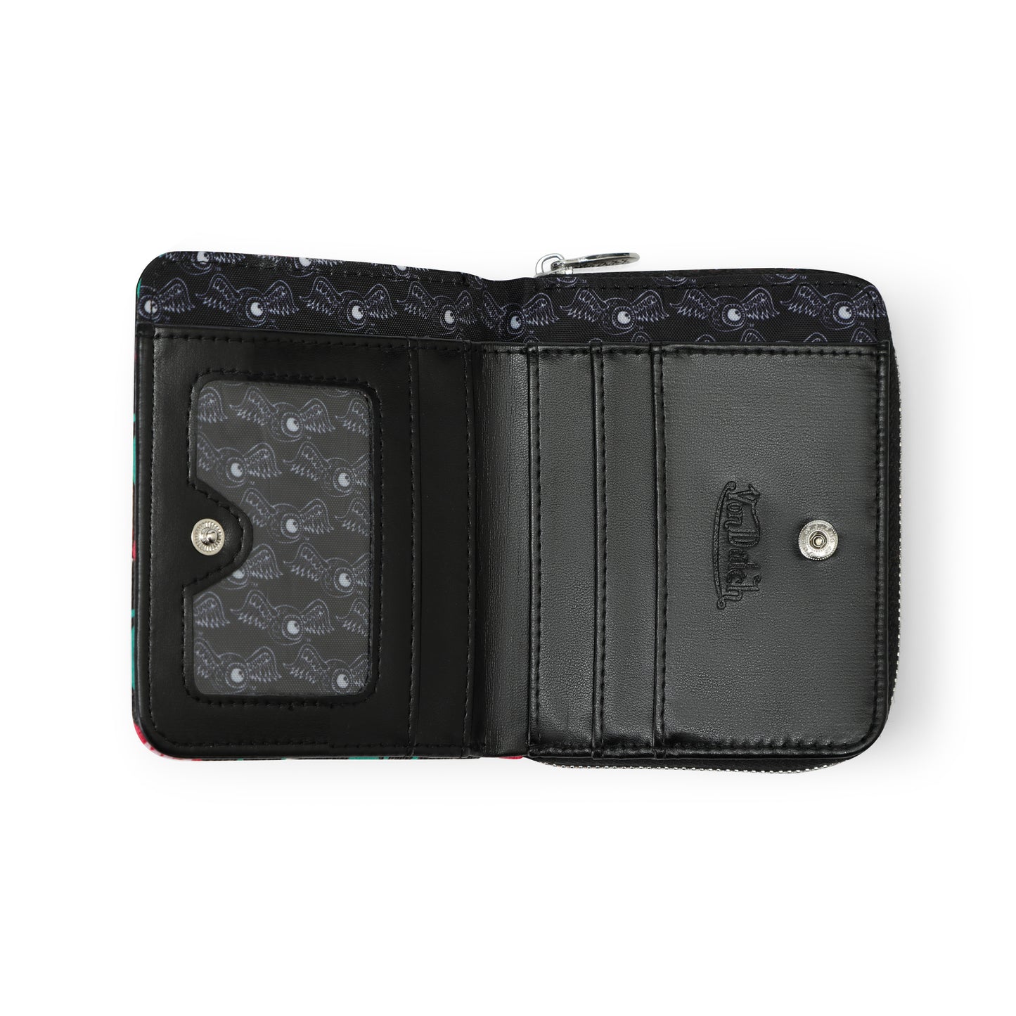 Cherry Zip-Up Wallet - Black
