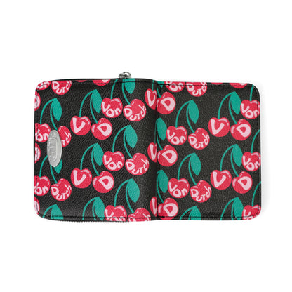 Cherry Zip-Up Wallet - Black