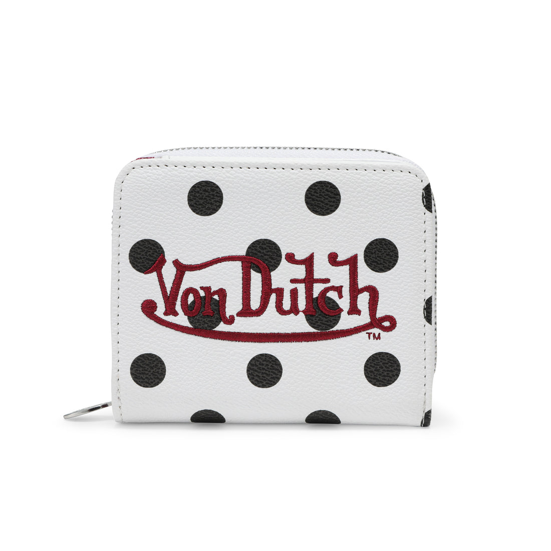 Polka Dot Zip-Up Wallet - White — image 1
