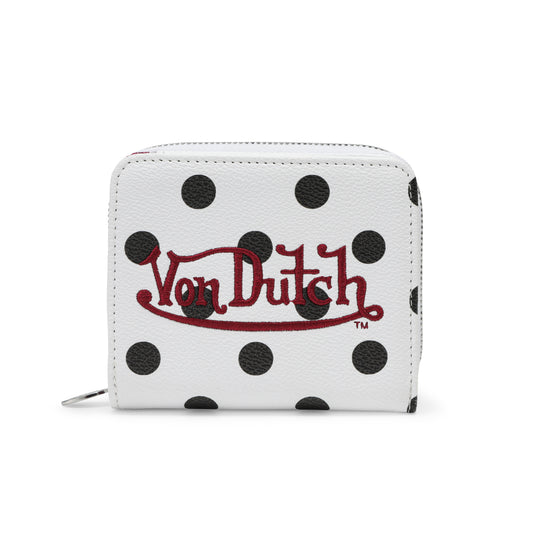 Polka Dot Zip-Up Wallet - White