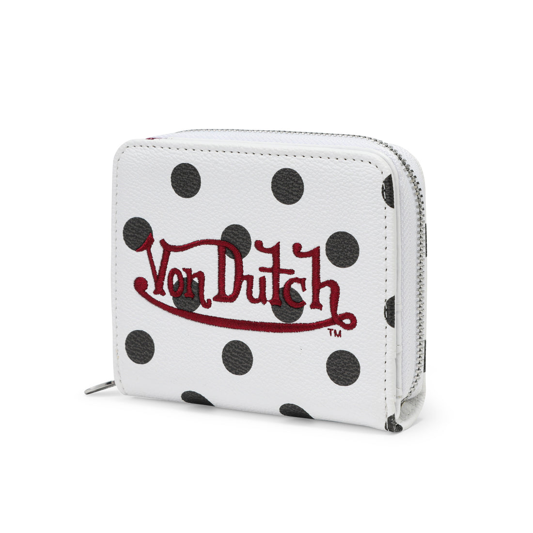 Polka Dot Zip-Up Wallet - White — image 3