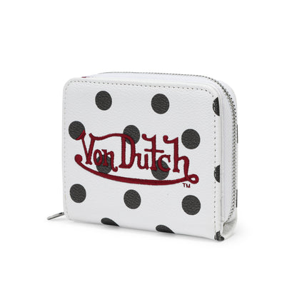 Polka Dot Zip-Up Wallet - White