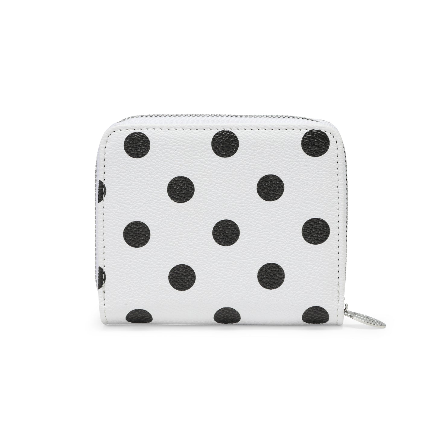 Polka Dot Zip-Up Wallet - White