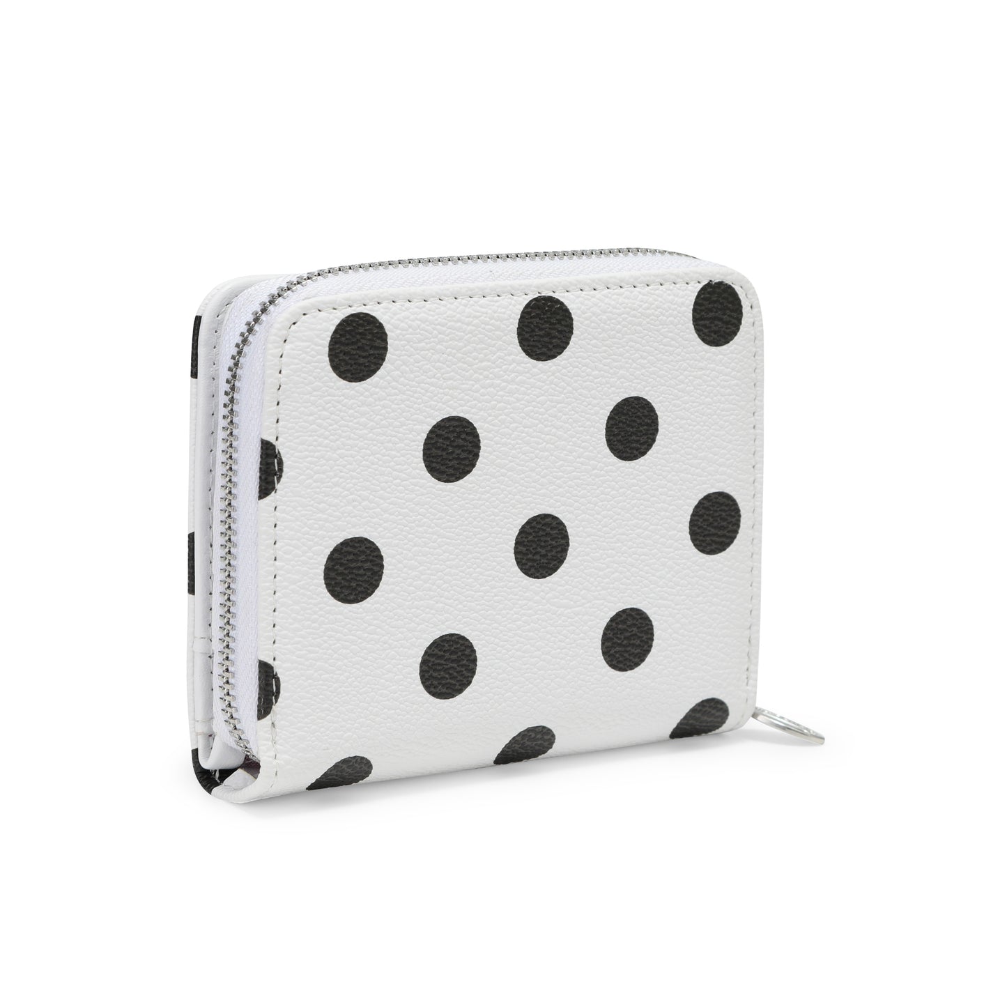 Polka Dot Zip-Up Wallet - White