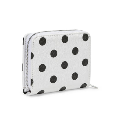 Polka Dot Zip-Up Wallet - White