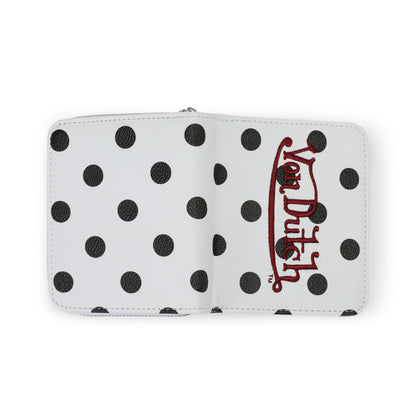 Polka Dot Zip-Up Wallet - White