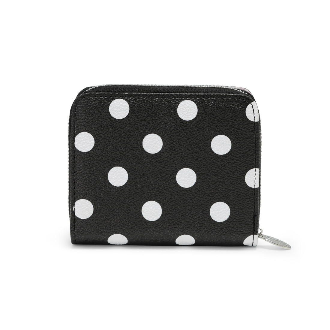 Polka Dot Zip-Up Wallet - Black