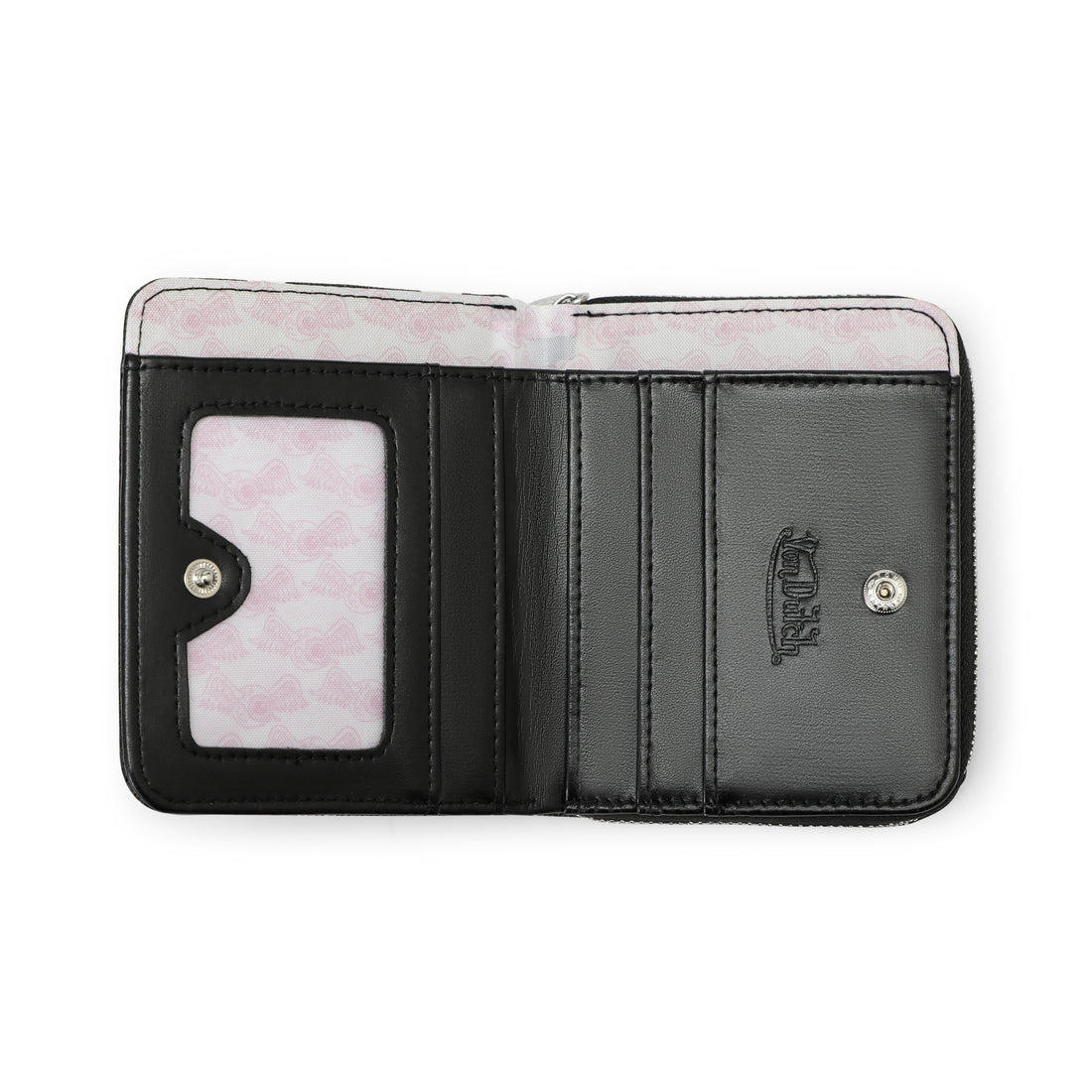 Polka Dot Zip-Up Wallet - Black