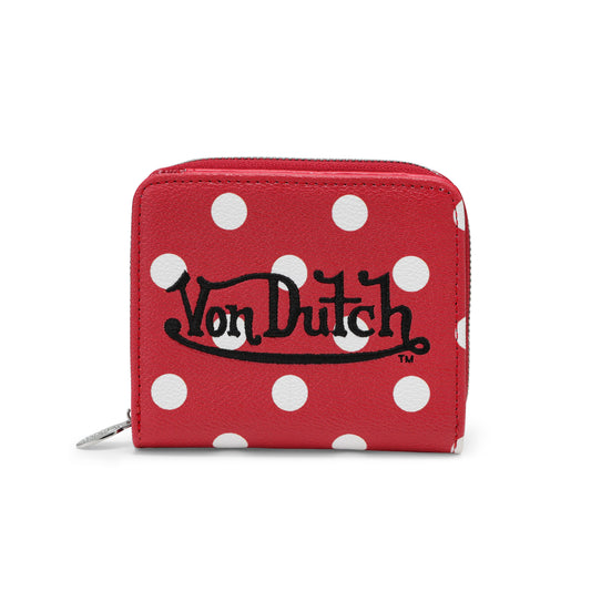 Polka Dot Zip-Up Wallet - Red