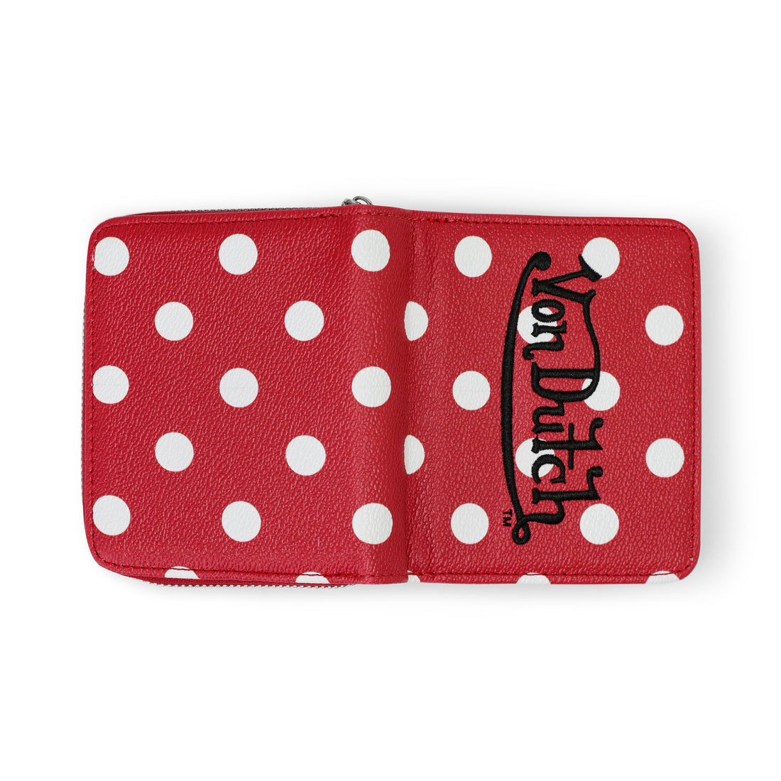 Polka Dot Zip-Up Wallet - Red — image 6