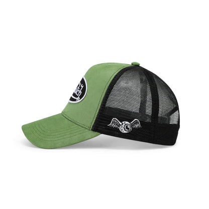 Suede Trucker Hat - Green and Black