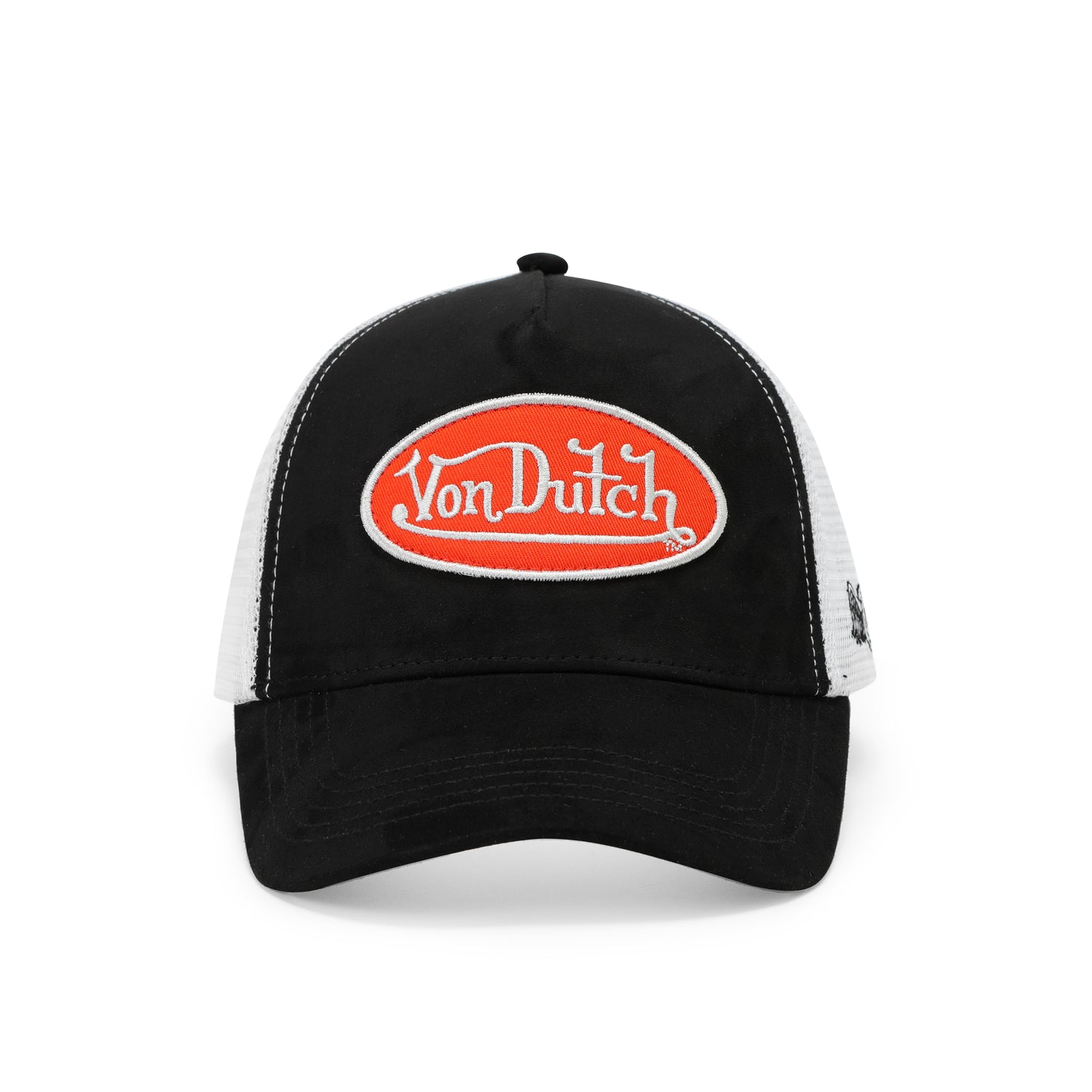 Suede Trucker Hat - Black and Red