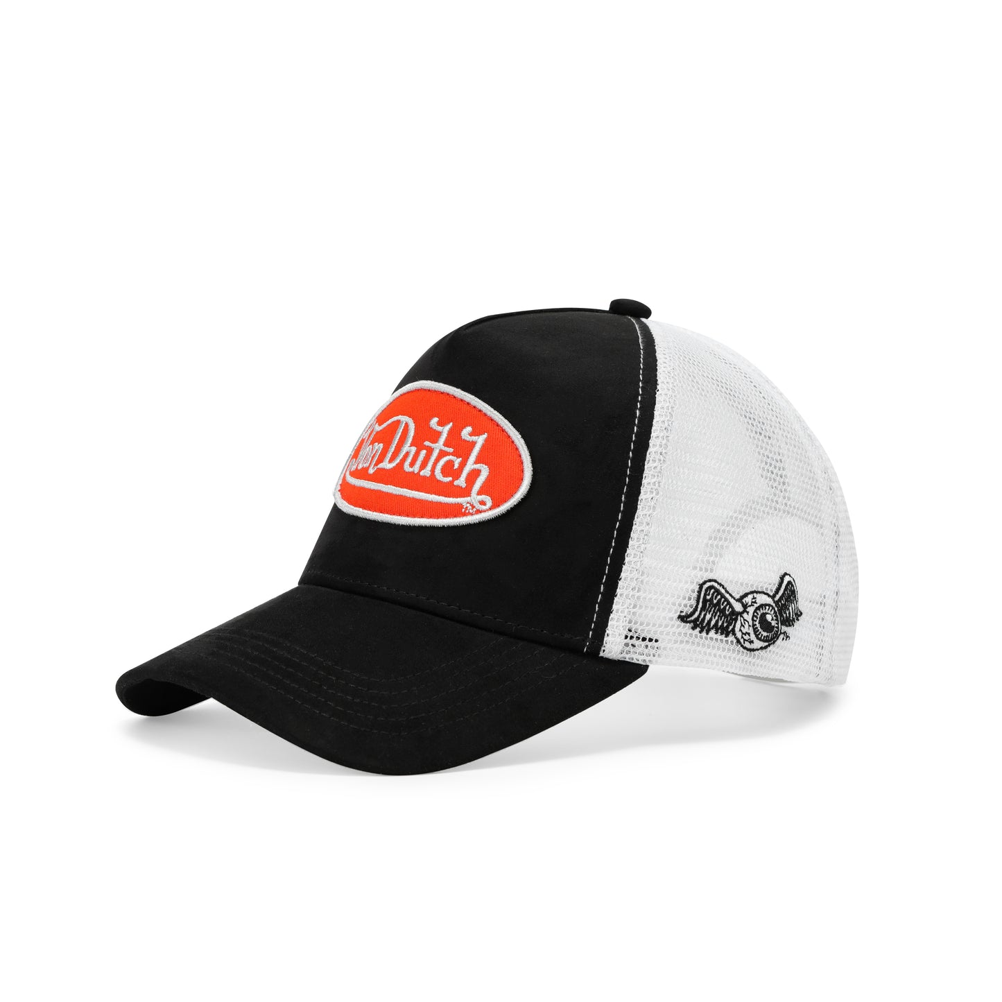 Suede Trucker Hat - Black and Red