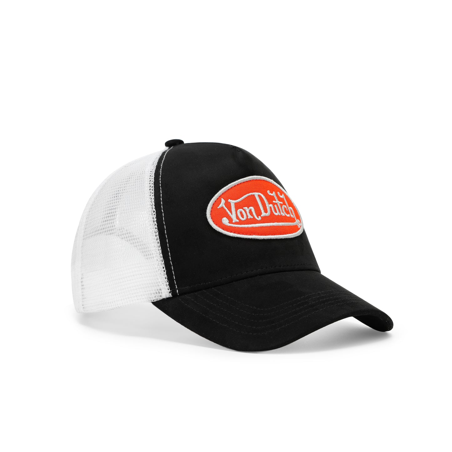Suede Trucker Hat - Black and Red
