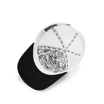 Suede Trucker Hat - Black and Red