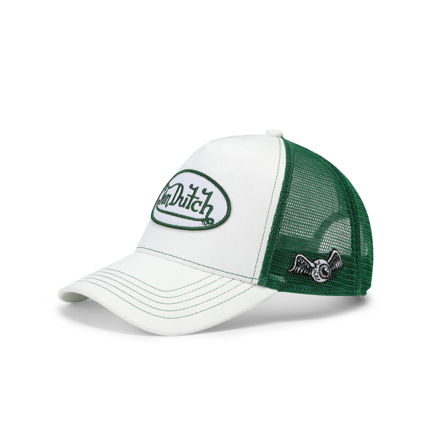 Suede Trucker Hat - White and Green