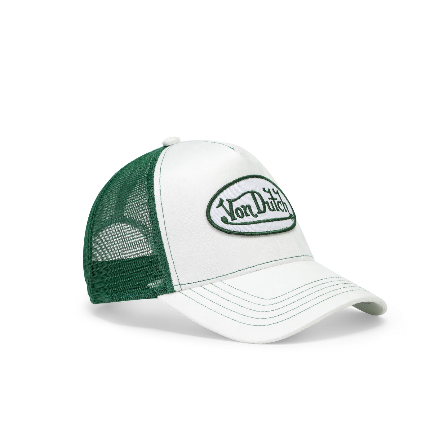 Suede Trucker Hat - White and Green