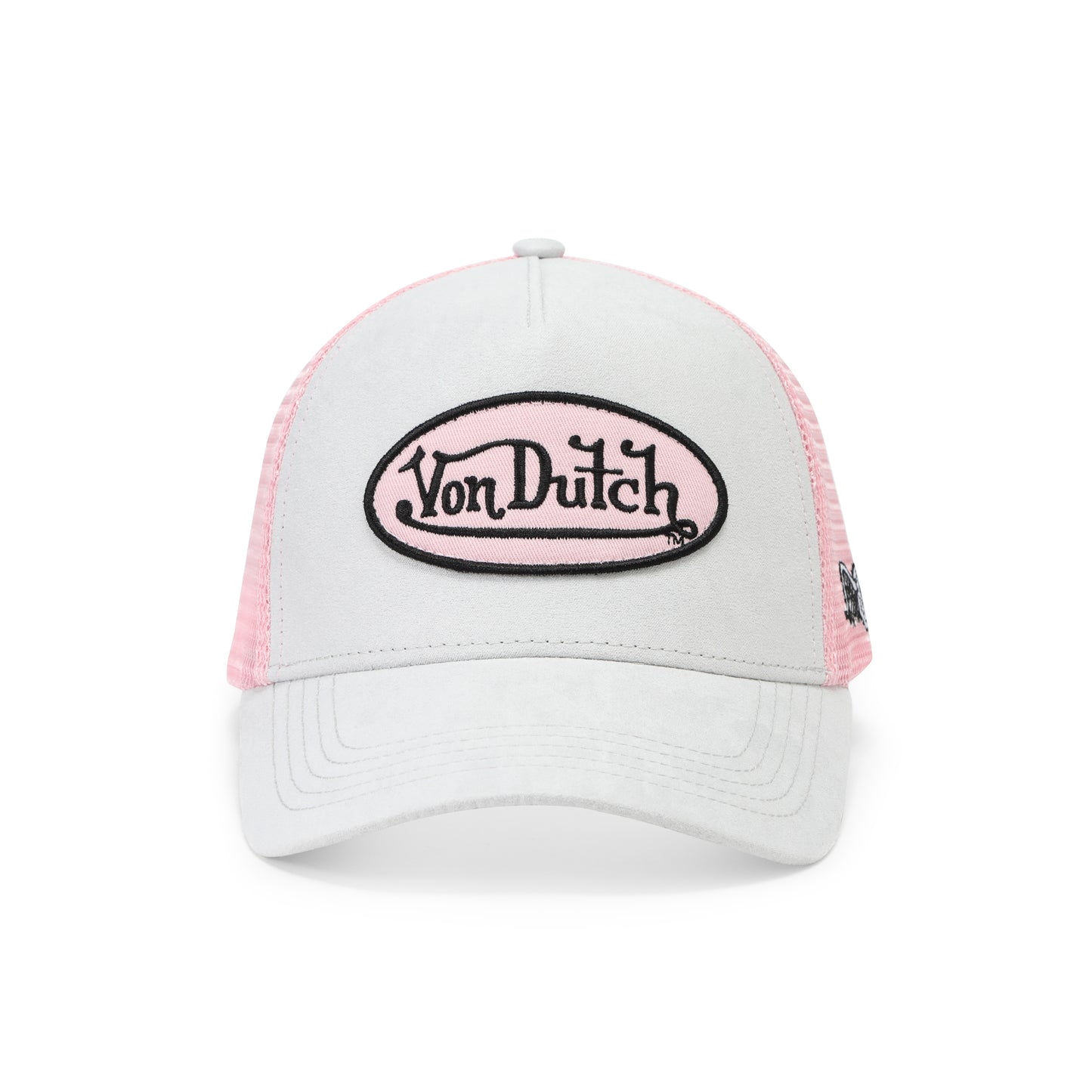 Suede Trucker Hat - Grey and Pink