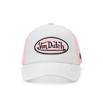 Suede Trucker Hat - Grey and Pink