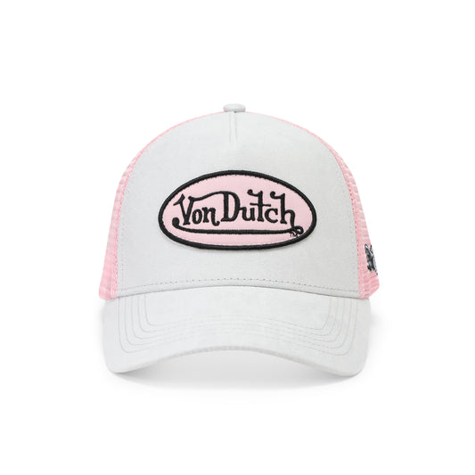Suede Trucker Hat - Grey and Pink