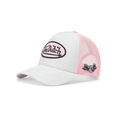 Suede Trucker Hat - Grey and Pink