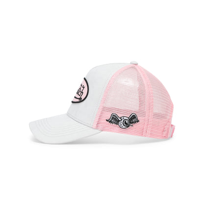 Suede Trucker Hat - Grey and Pink