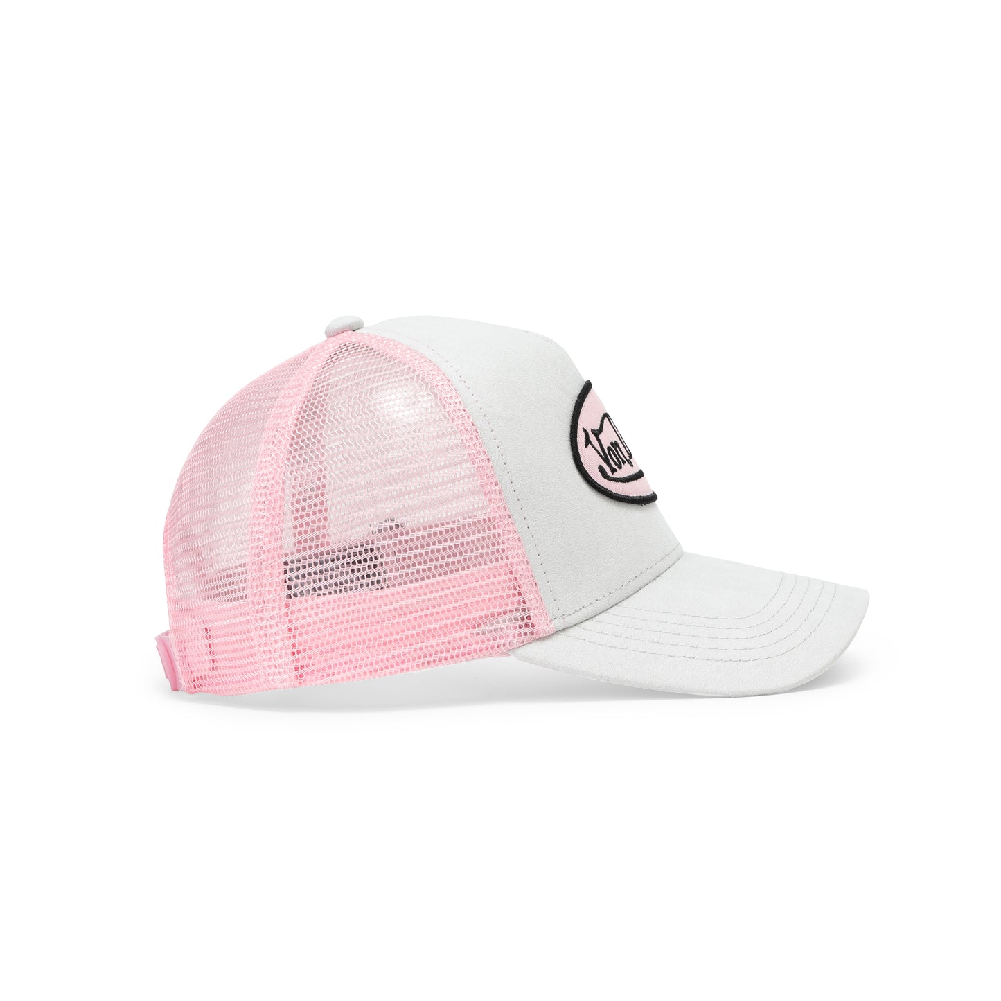 Suede Trucker Hat - Grey and Pink