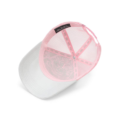 Suede Trucker Hat - Grey and Pink