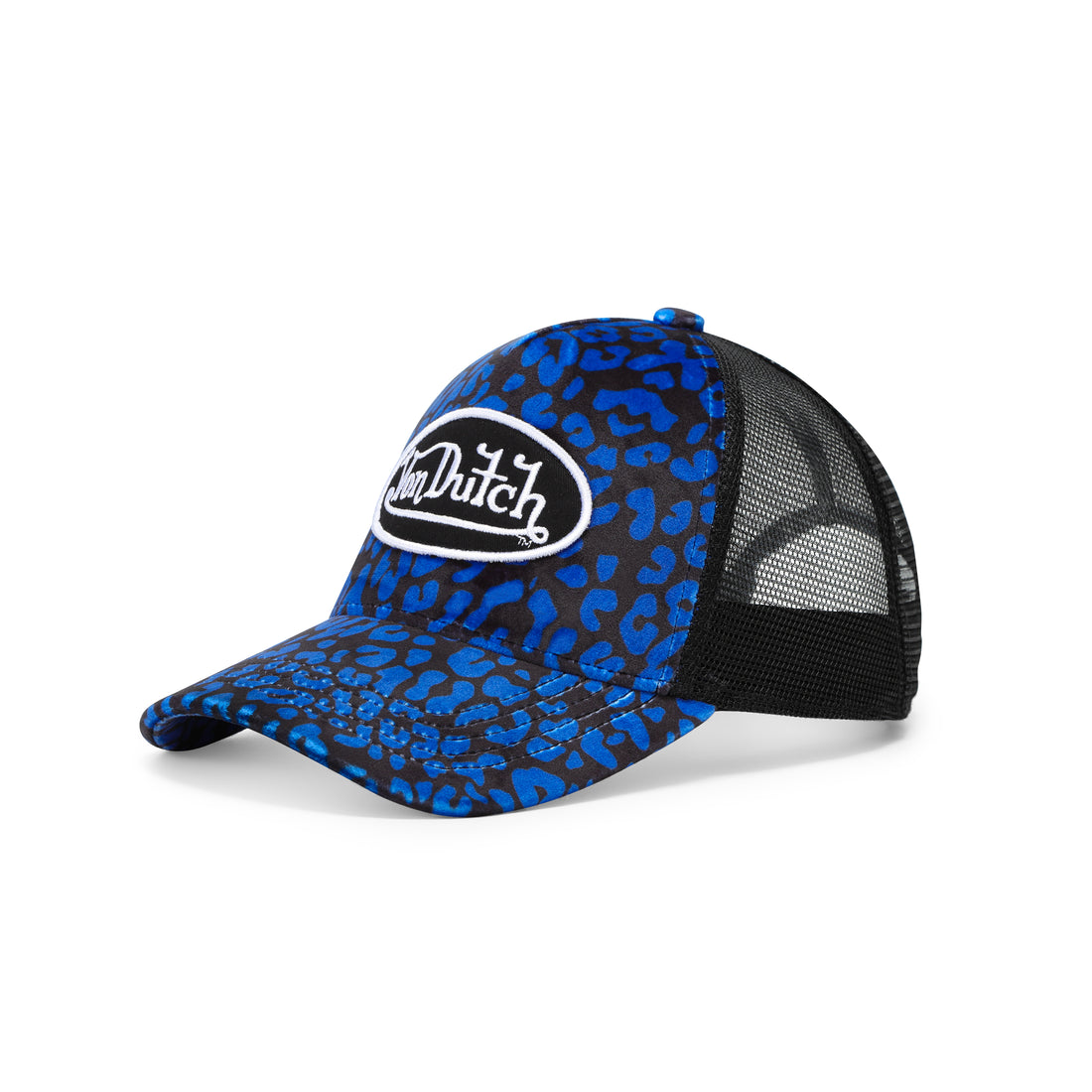 Blue Cheetah Velvet Trucker Hat — image 3