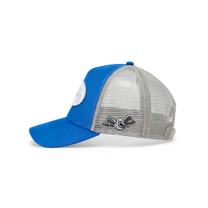 Suede Trucker Hat - Blue and Grey