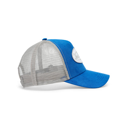 Suede Trucker Hat - Blue and Grey
