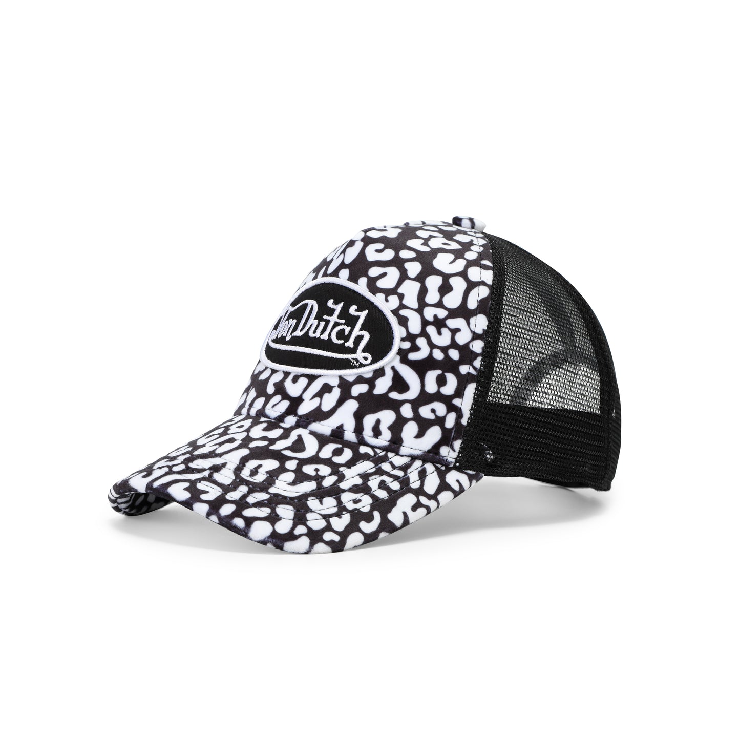 White and Black Cheetah Velvet Trucker Hat