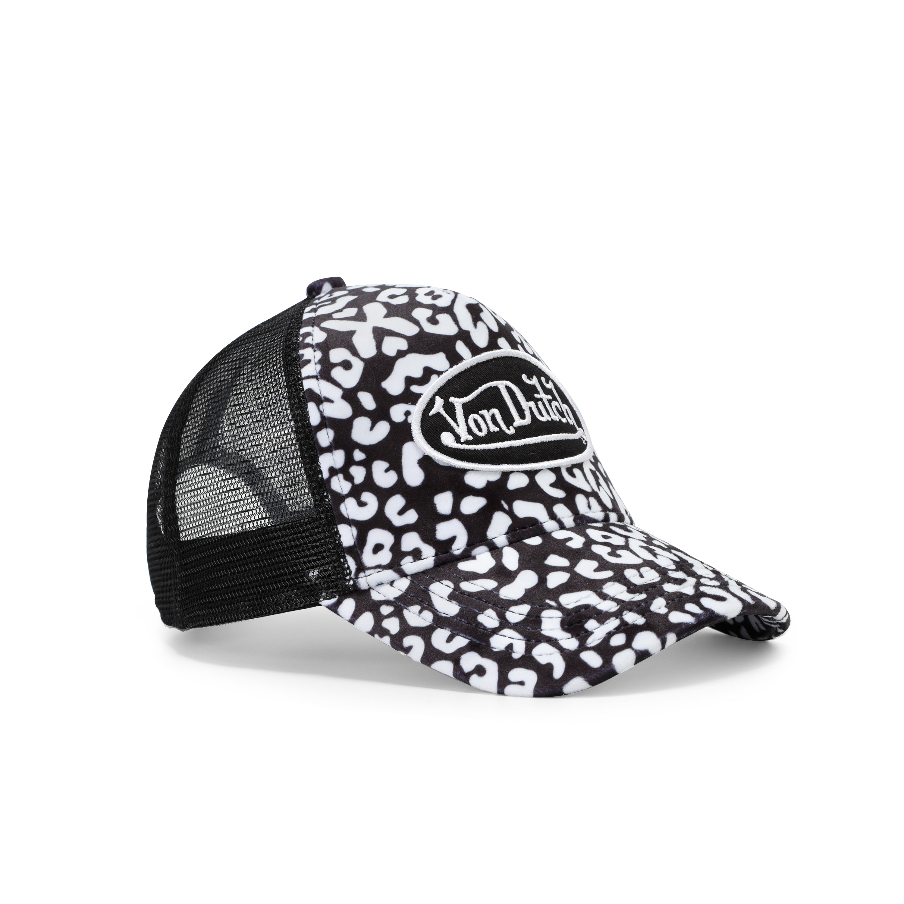 White and Black Cheetah Velvet Trucker Hat – Von Dutch