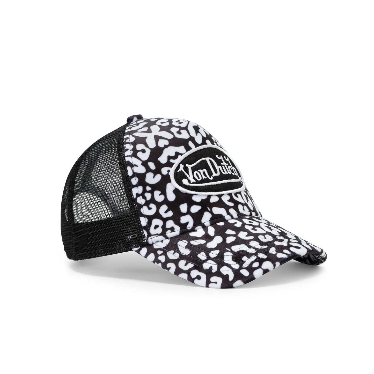 White and Black Cheetah Velvet Trucker Hat