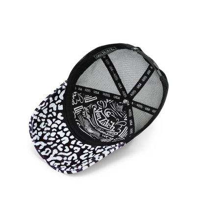 White and Black Cheetah Velvet Trucker Hat