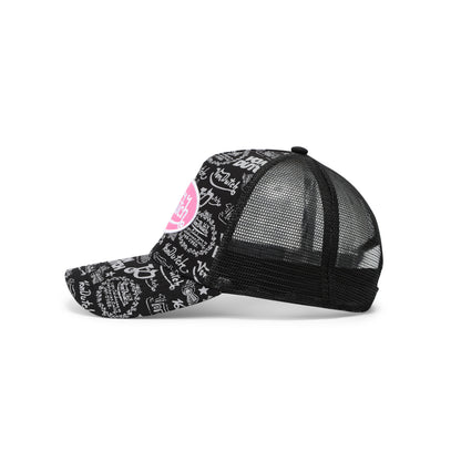 Logo Stamp Trucker Hat - Black and Pink
