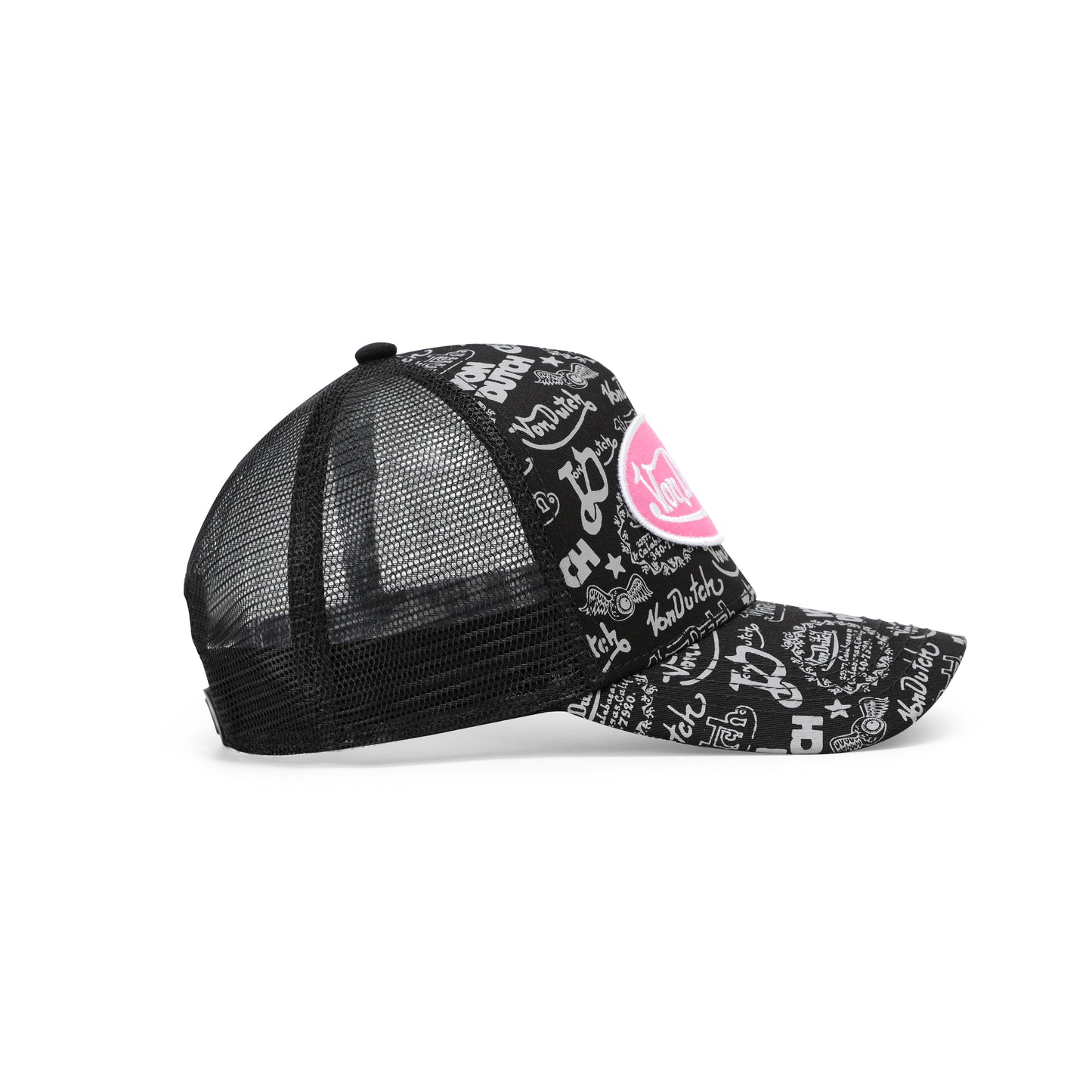 Logo Stamp Trucker Hat - Black and Pink
