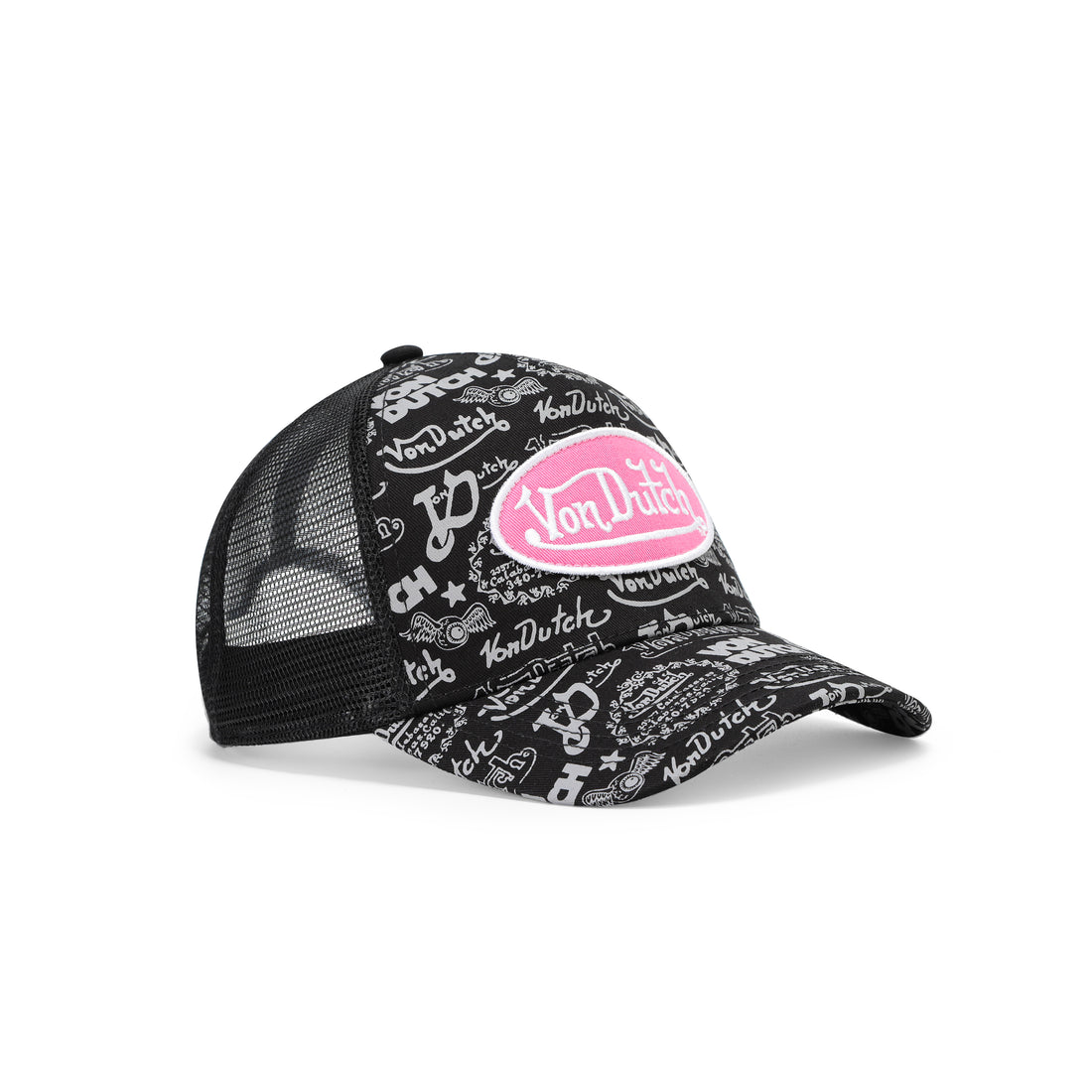 Logo Stamp Trucker Hat - Black and Pink