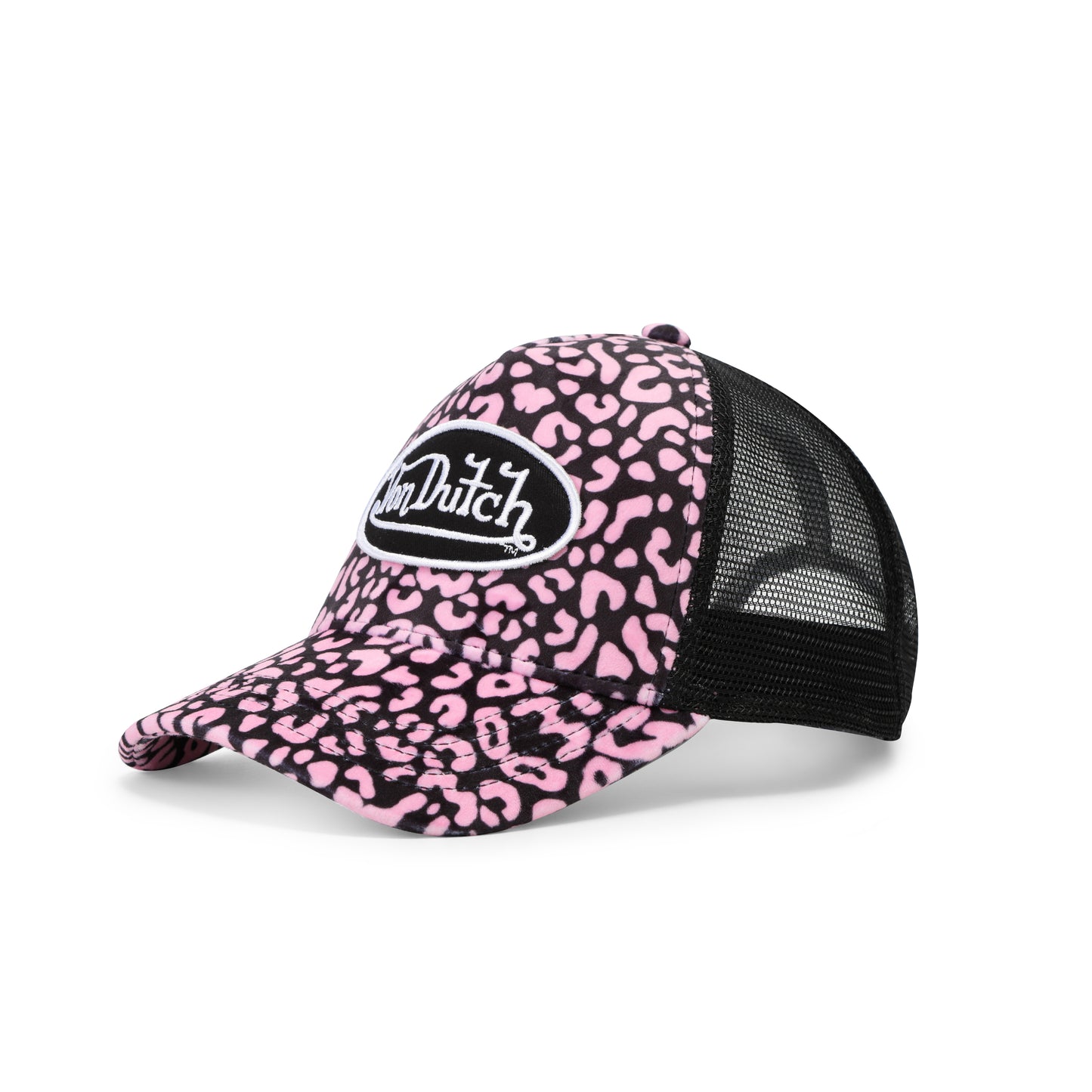 Light Pink Cheetah Velvet Trucker Hat