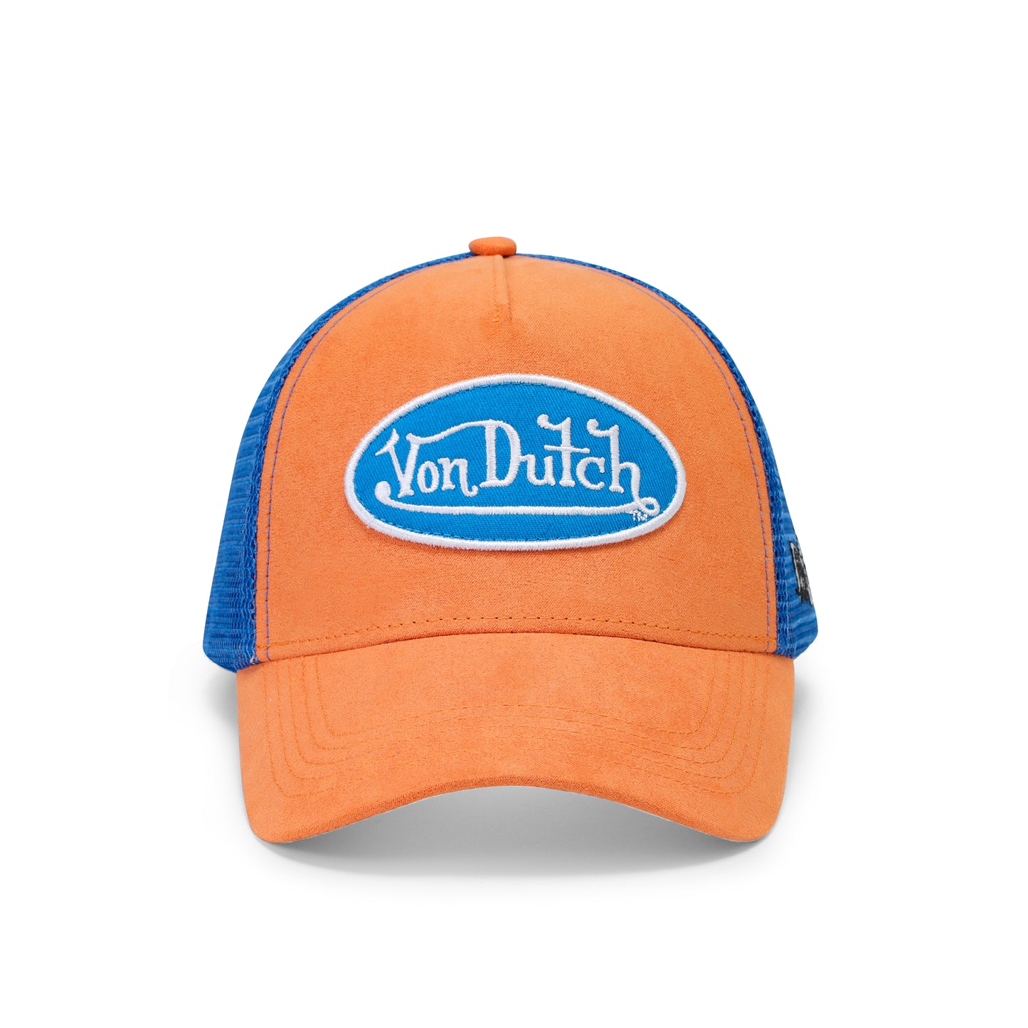 Suede Trucker Hat - Orange and Blue