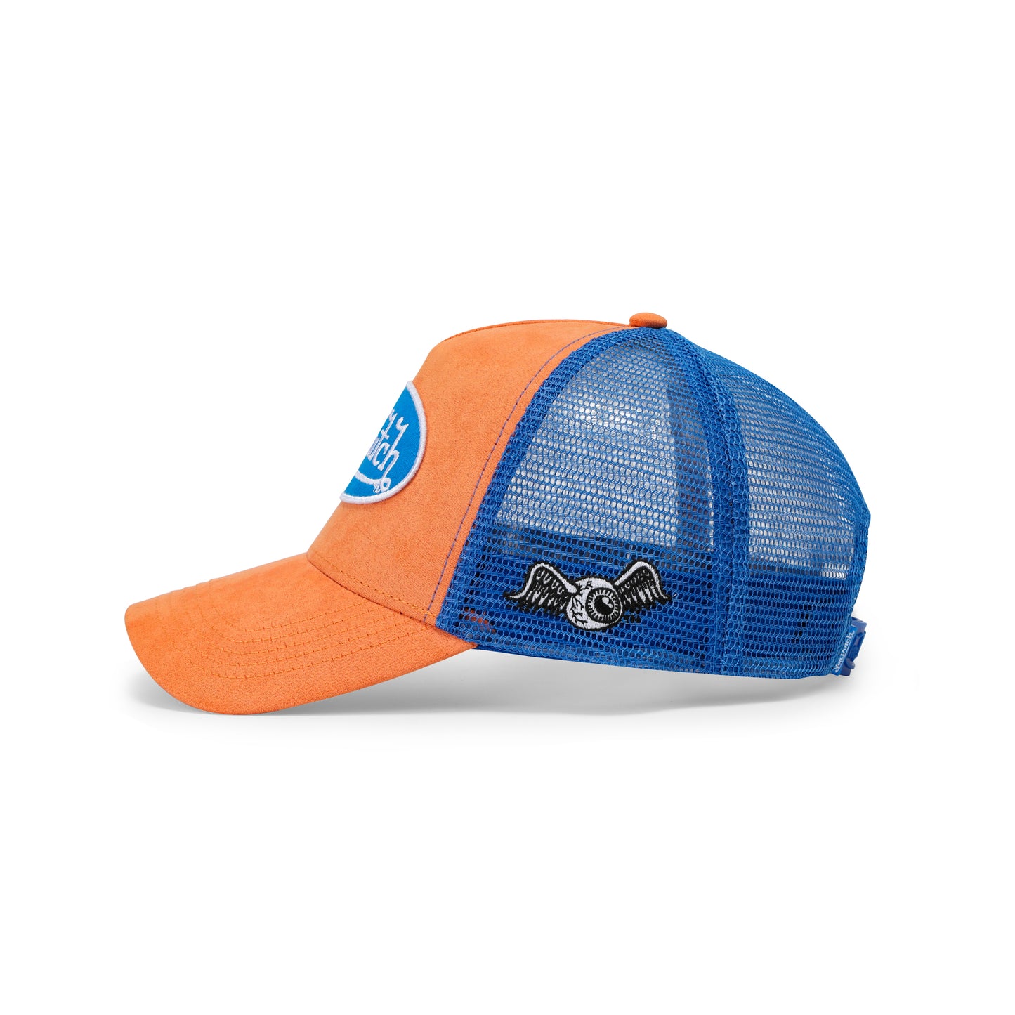 Suede Trucker Hat - Orange and Blue